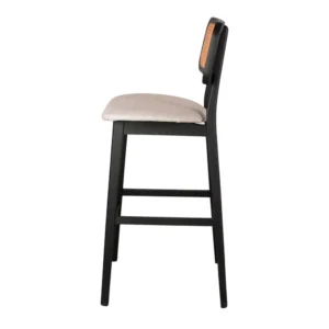 mobiliario-contract-taburete madera tapizado color arena AKEMY 2